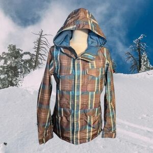 Burton Plaid Ski & Snow Jacket - Brown and Blue
